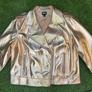 INC International Concepts Women's Rose Gold Faux Leather Jacket